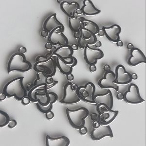 Silver Open Heart Charms/Pendants 26Pcs